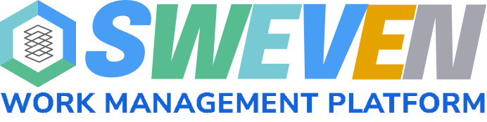 Sweven Marketplace logo with hexagonal icon and gradient text, representing work management platform.