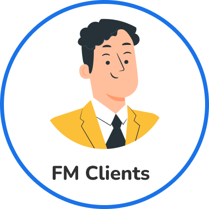 Illustration of an FM Client in a yellow suit, representing facility management clients using Sweven Marketplace.