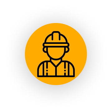 Icon of a person wearing a hard hat, symbolizing construction worker or engineer.